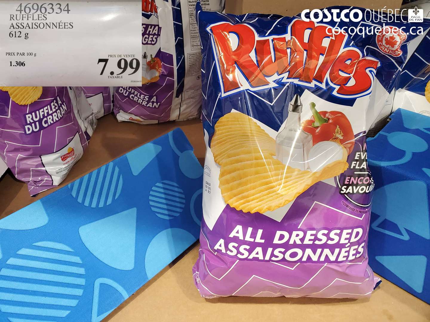 4696334 RUFFLES ASSAISONNÉES 612 G $7.99