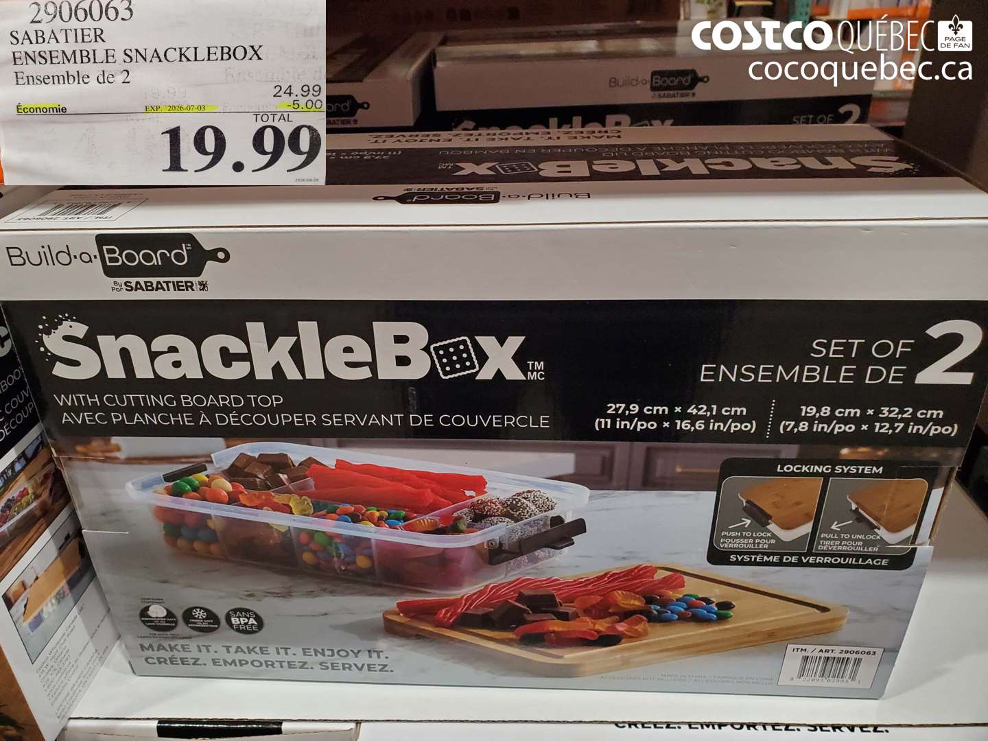 2906063 SABATIER ENSEMBLE SNACKLEBOX ENSEMBLE DE 2 ($5.00 INSTANT SAVINGS EXPIRES ON 2026-07-03) $19.99