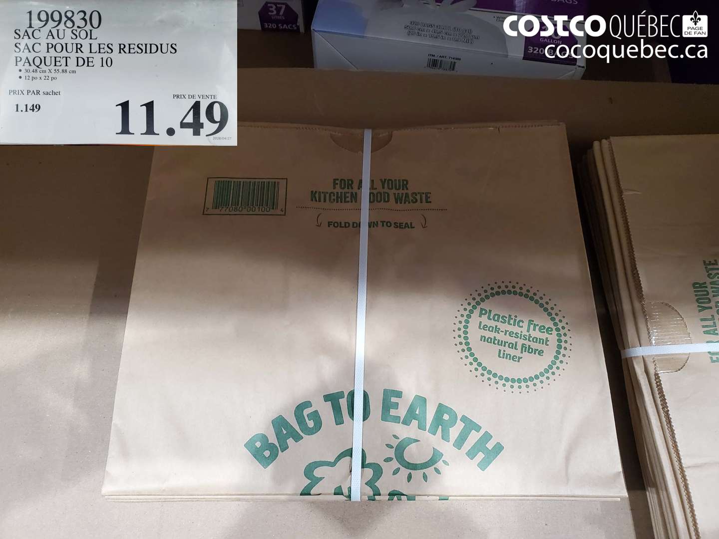 199830 SAC AU SOL SAC POUR LES RESIDUS PAQUET DE 10 $11.49