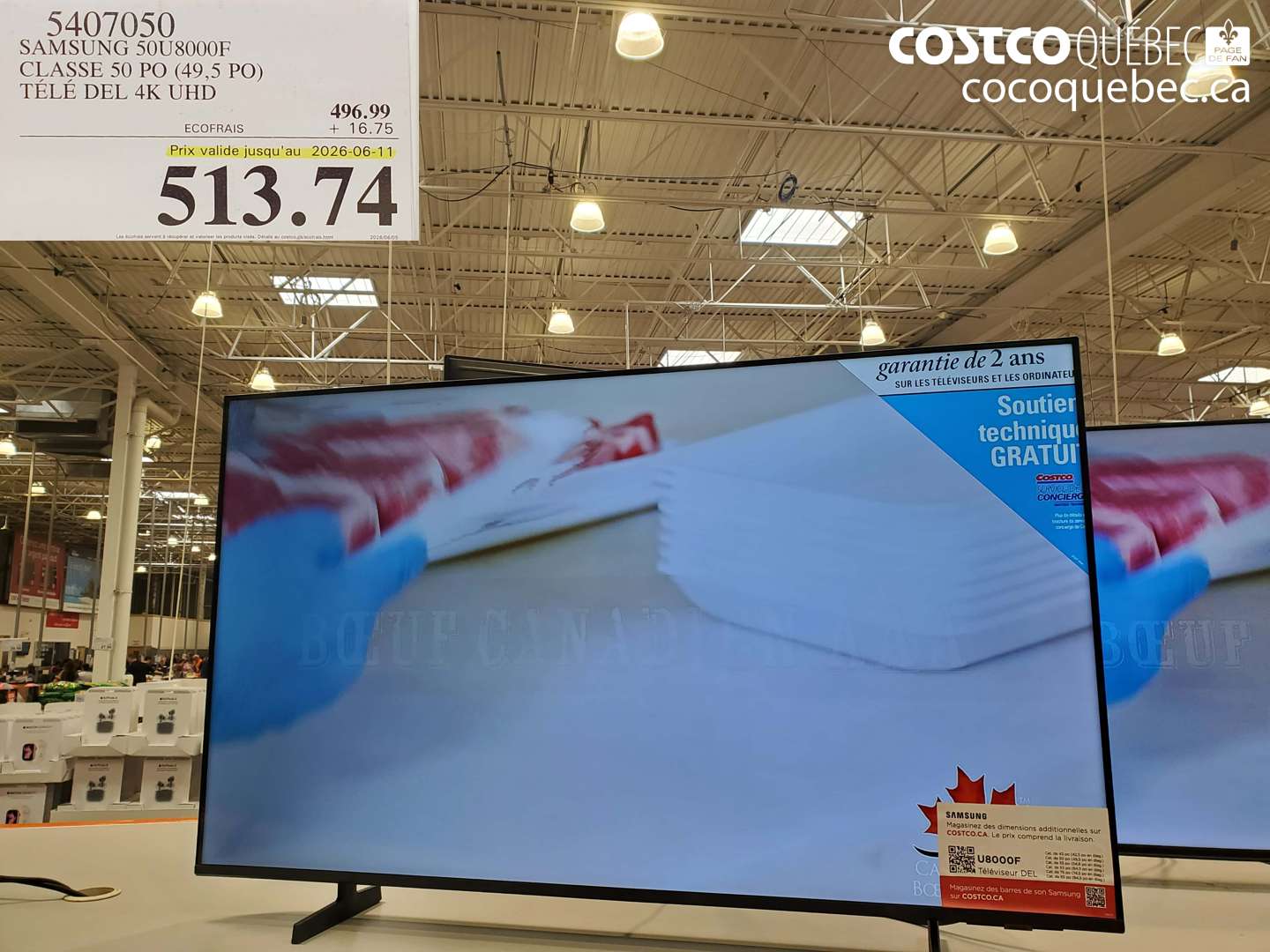 5407050 SAMSUNG 50U8000F CLASSE 50 PO (49.5 PO) TÉLÉ DEL 4K UHD (EXPIRES ON 2026-06-11) $513.74