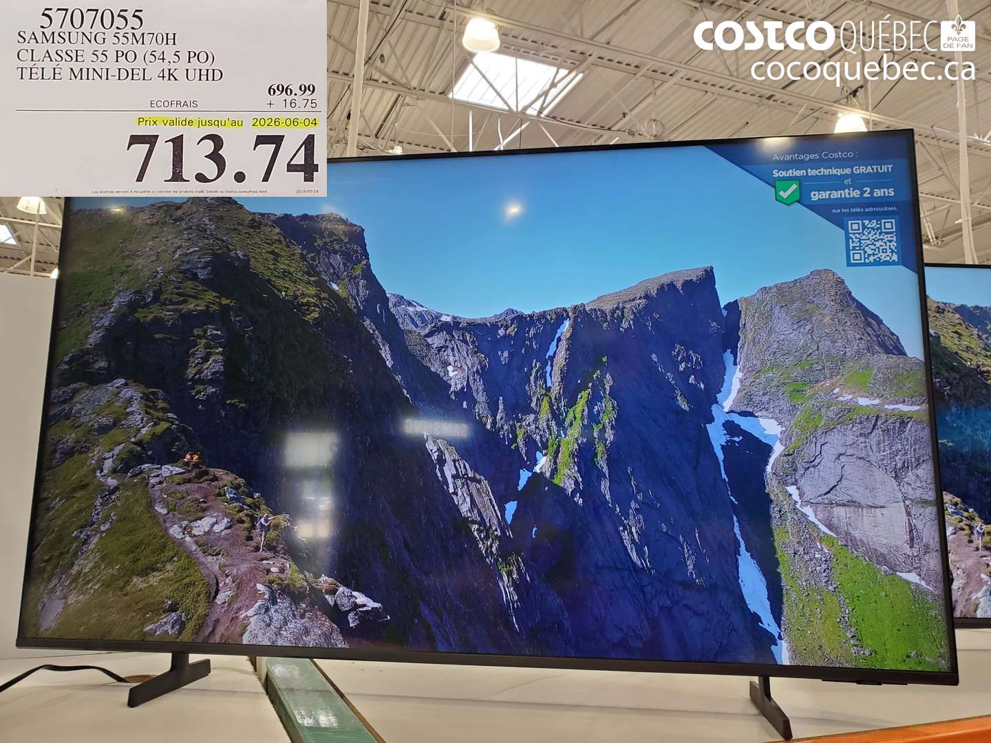 5707055 SAMSUNG 55M70H CLASSE 55 PO (54.5 PO) TÉLÉ MINI-DEL 4K UHD (EXPIRES ON 2026-06-04) $713.74