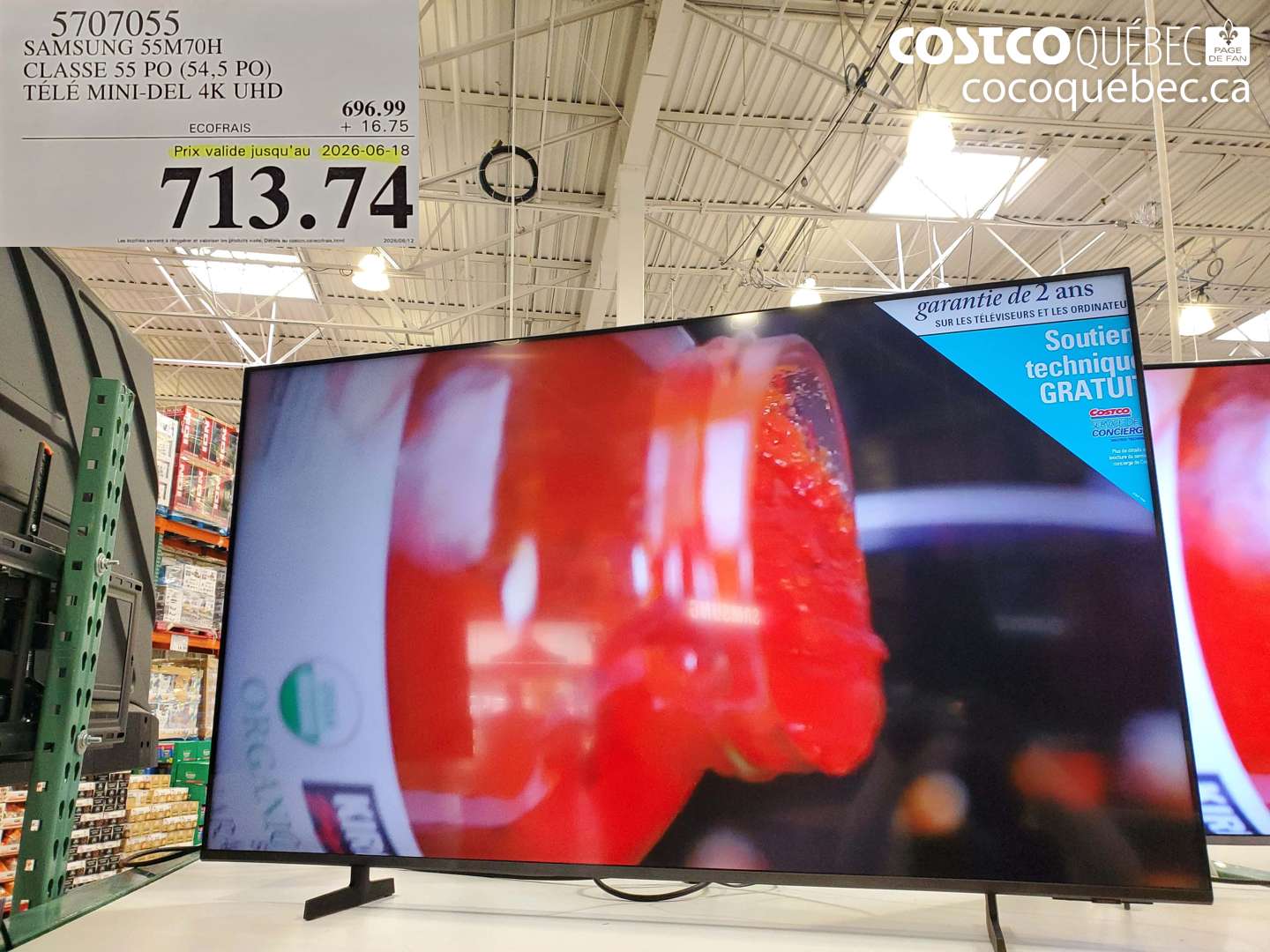 5707055 SAMSUNG 55M70H CLASSE 55 PO (54.5 PO) TÉLÉ MINI-DEL 4K UHD (EXPIRES ON 2026-06-18) $713.74