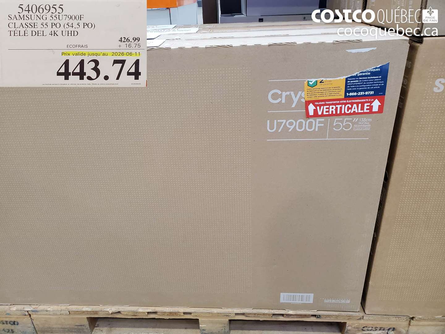 5406955 SAMSUNG 55U7900F CLASSE 55 PO (54.5 PO) TÉLÉ DEL 4K UHD (EXPIRES ON 2026-06-11) $443.74