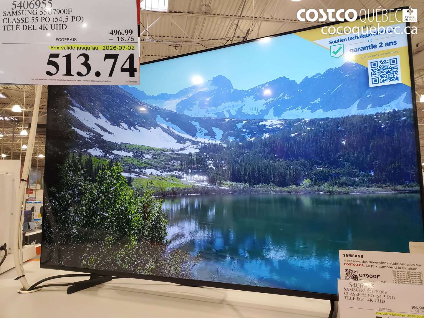 5406955 SAMSUNG 55U7900F CLASSE 55 PO (54.5 PO) TÉLÉ DEL 4K UHD (EXPIRES ON 2026-07-02) $513.74
