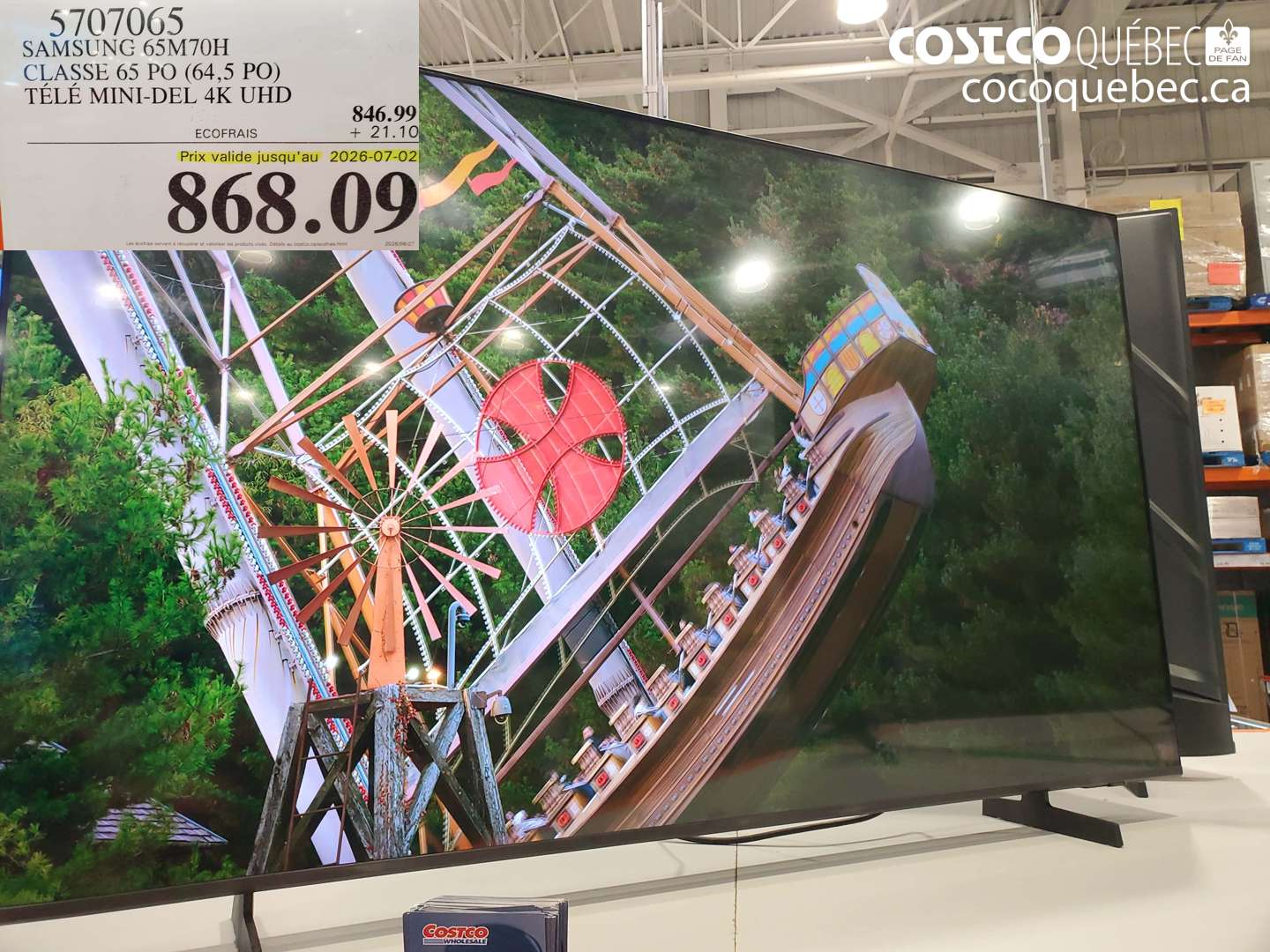 5707065 SAMSUNG 65M70H CLASSE 65 PO (64.5 PO) TÉLÉ MINI-DEL 4K UHD (EXPIRES ON 2026-07-02) $868.09