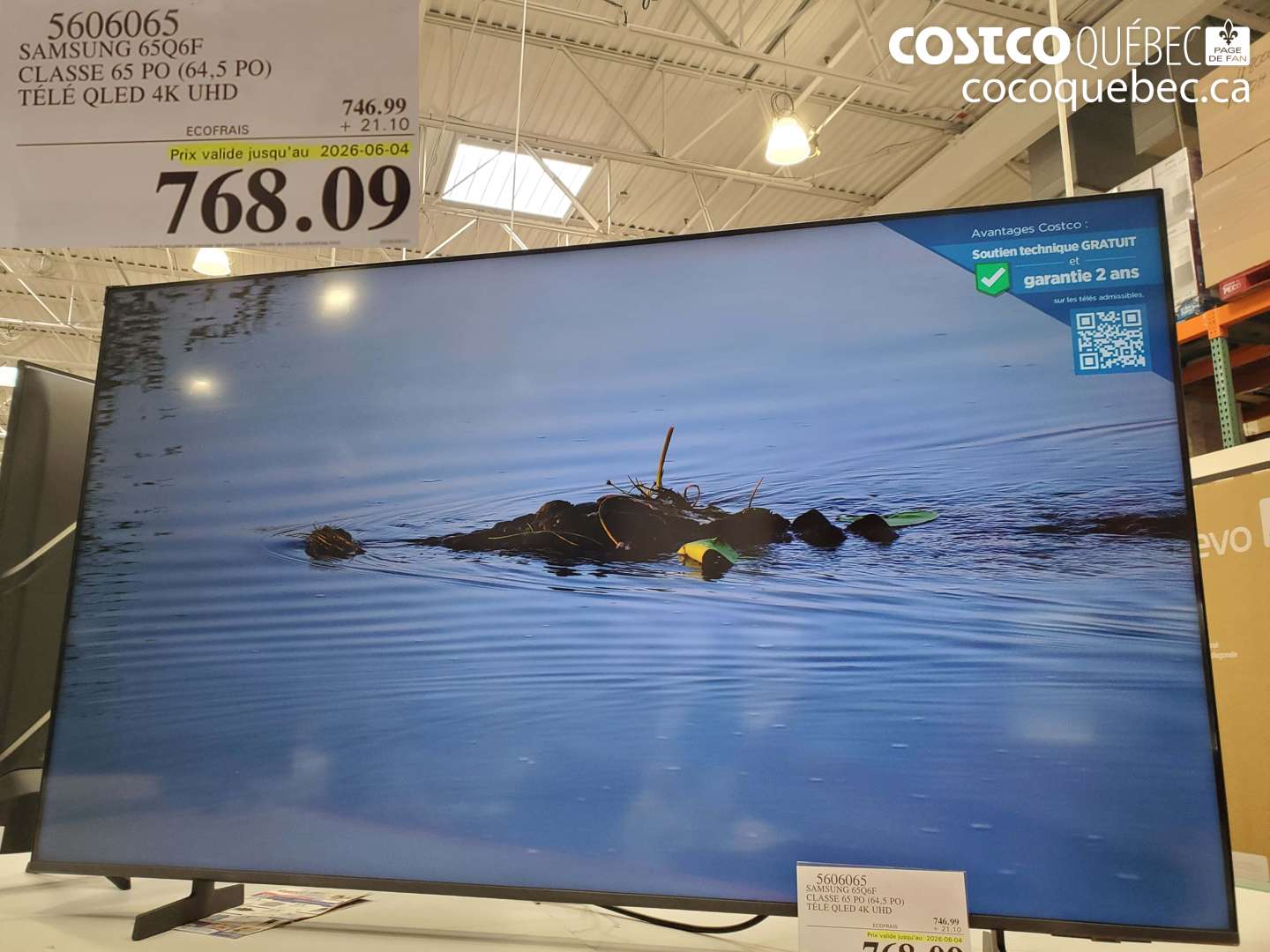 5606065 SAMSUNG 65Q6F CLASSE 65 PO (64.5 PO) TÉLÉ QLED 4K UHD (EXPIRES ON 2026-06-04) $768.09
