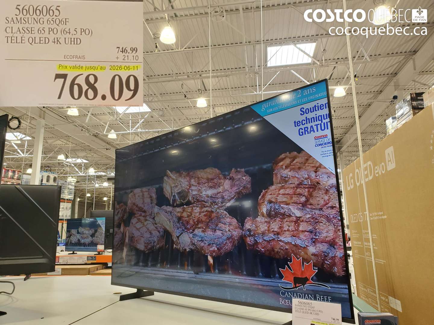 5606065 SAMSUNG 65Q6F CLASSE 65 PO (64.5 PO) TÉLÉ QLED 4K UHD (EXPIRES ON 2026-06-11) $768.09