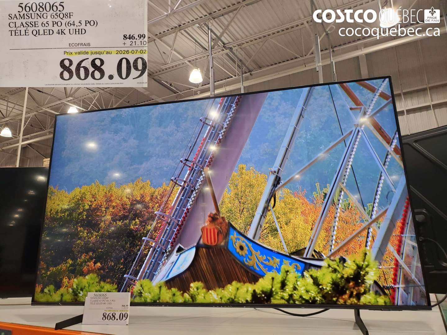 5608065 SAMSUNG 65Q8F CLASSE 65 PO (64.5 PO) TÉLÉ QLED 4K UHD (EXPIRES ON 2026-07-02) $868.09