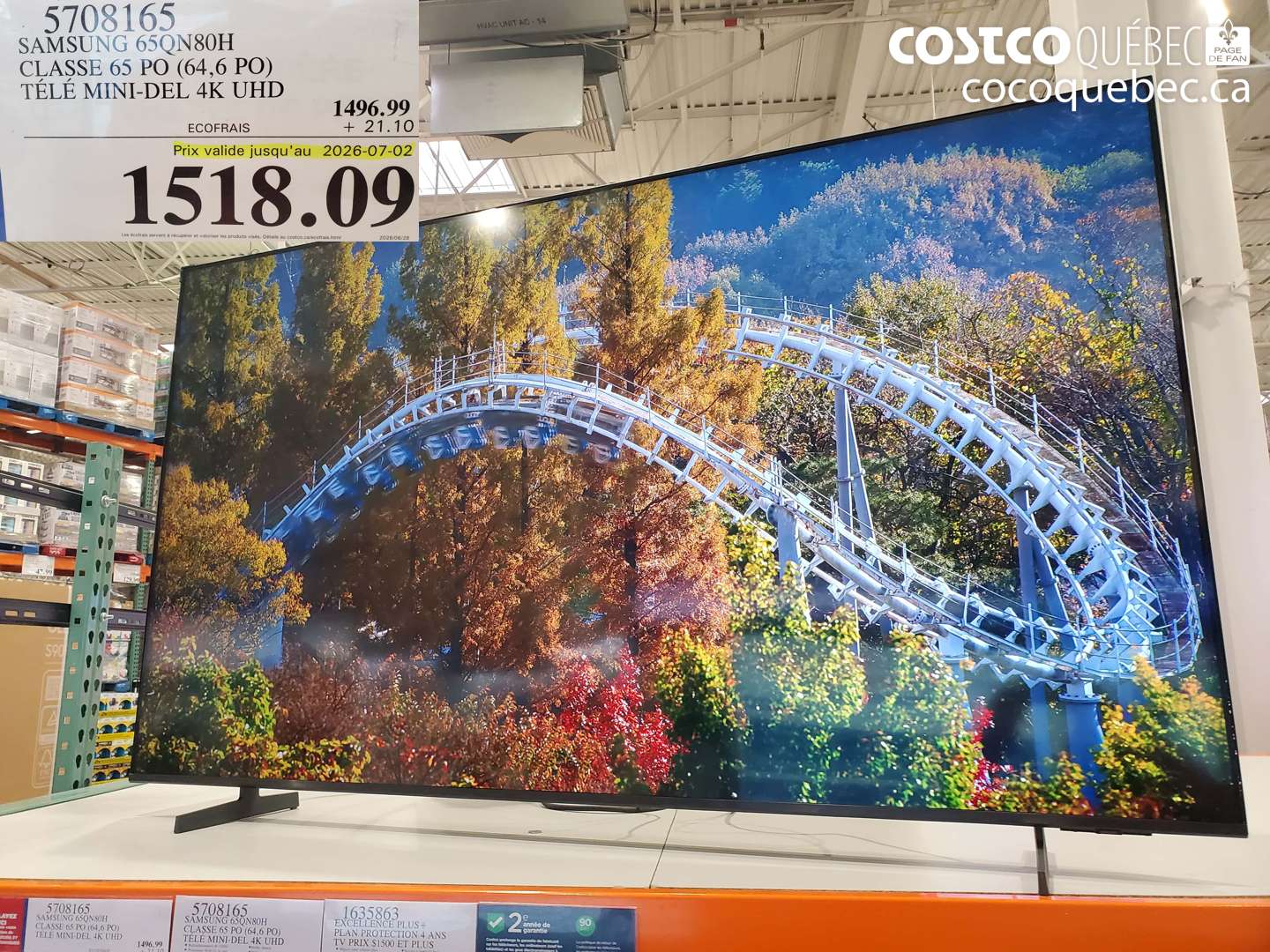 5708165 SAMSUNG 65QN80H CLASSE 65 PO (64.6 PO) TÉLÉ MINI-DEL 4K UHD (EXPIRES ON 2026-07-02) $1518.09