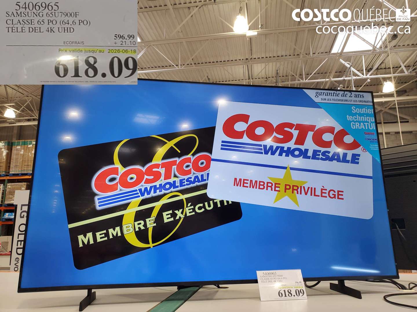 5406965 SAMSUNG 65U7900F CLASSE 65 PO (64.6 PO) TÉLÉ DEL 4K UHD (EXPIRES ON 2026-06-18) $618.09