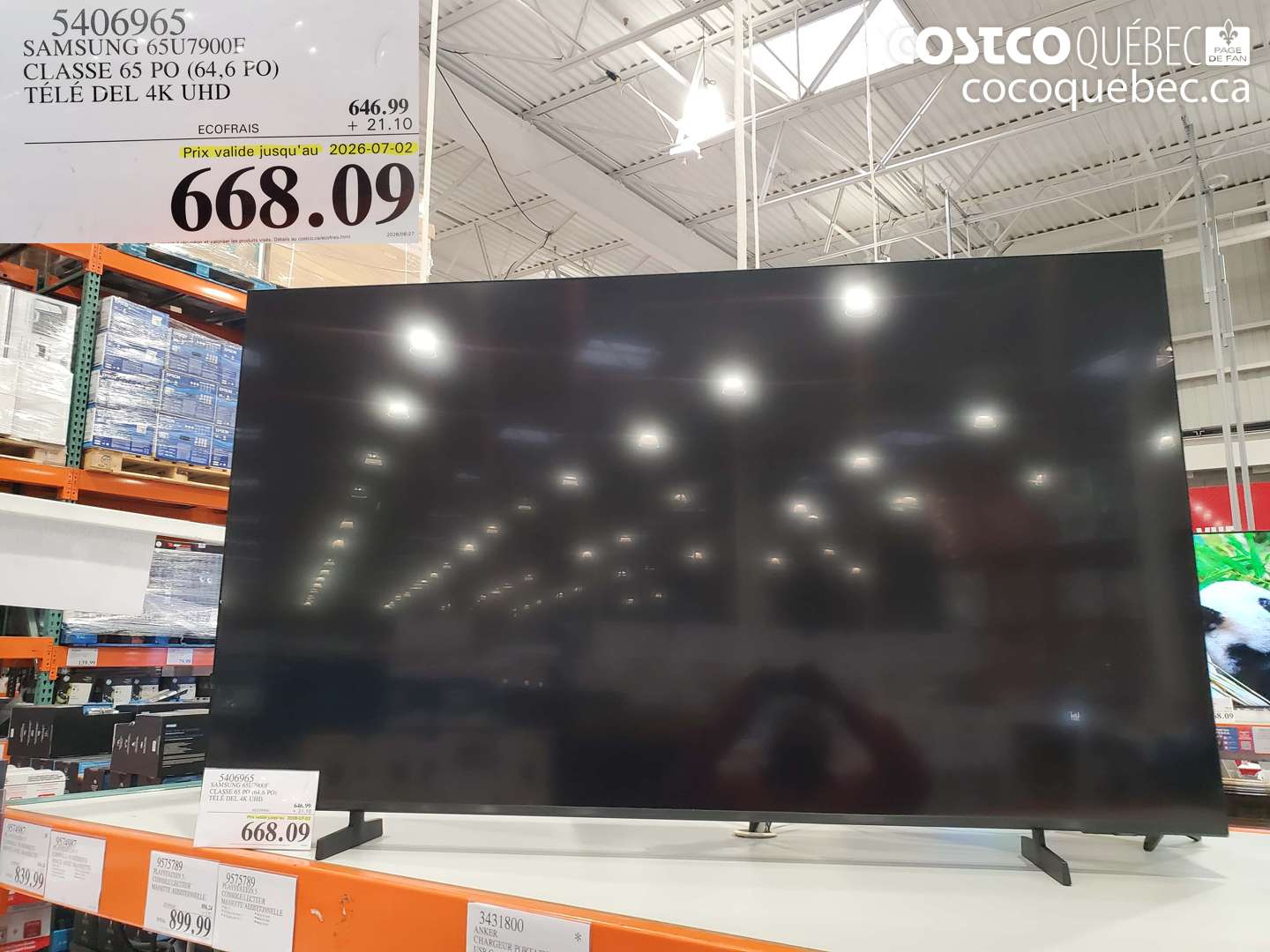 5406965 SAMSUNG 65U7900F CLASSE 65 PO (64.6 PO) TÉLÉ DEL 4K UHD (EXPIRES ON 2026-07-02) $668.09