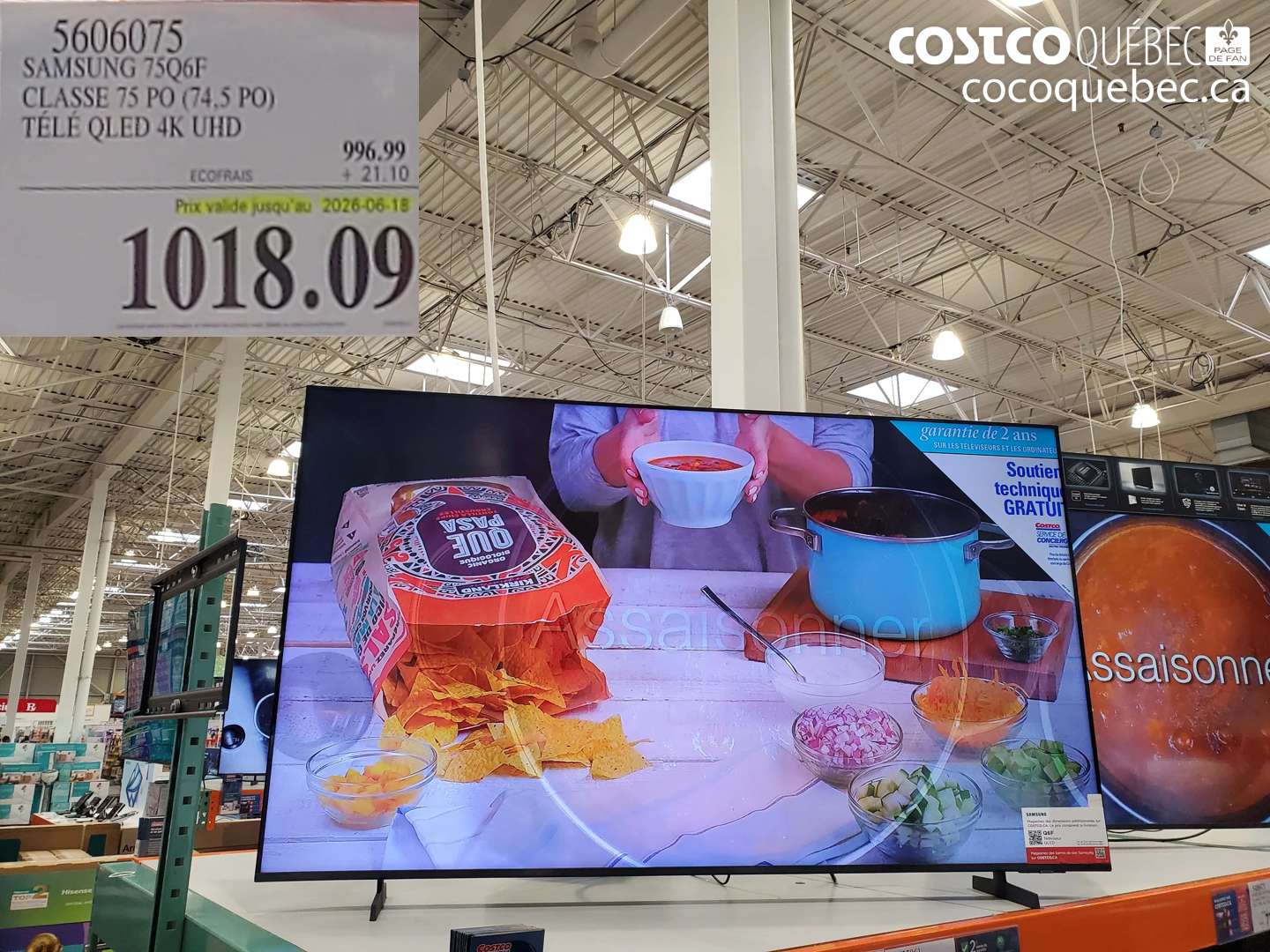 5606075 SAMSUNG 75QGF CLASSE 75 PO (74.5 PO) TÉLÉ QLED 4K UHD (EXPIRES ON 2026-06-18) $1018.09