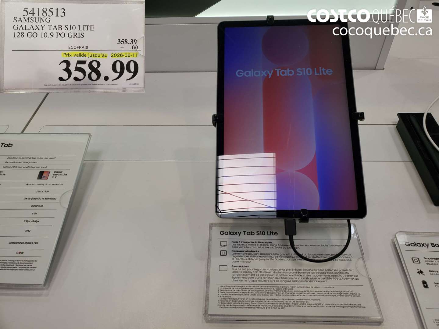 5418513 SAMSUNG GALAXY TAB S10 LITE 128 GO 10.9 PO GRIS (EXPIRES ON 2026-06-11) $358.99