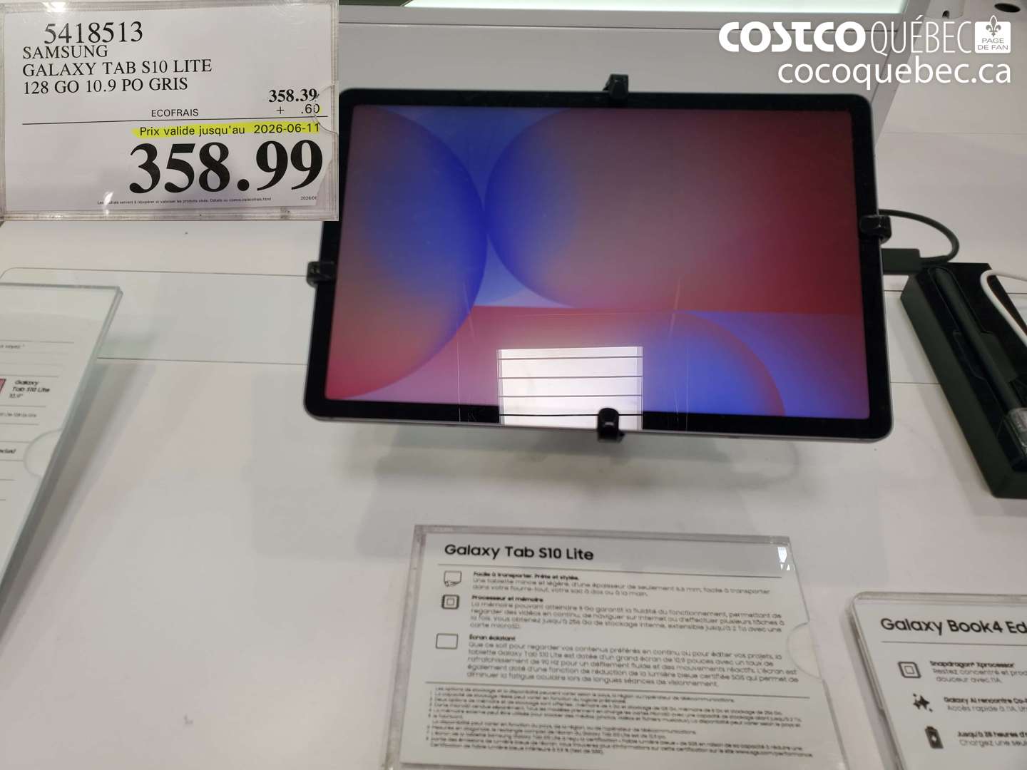 5418513 SAMSUNG GALAXY TAB S10 LITE 128 GO 10.9 PO GRIS (EXPIRES ON 2026-06-11) $358.99