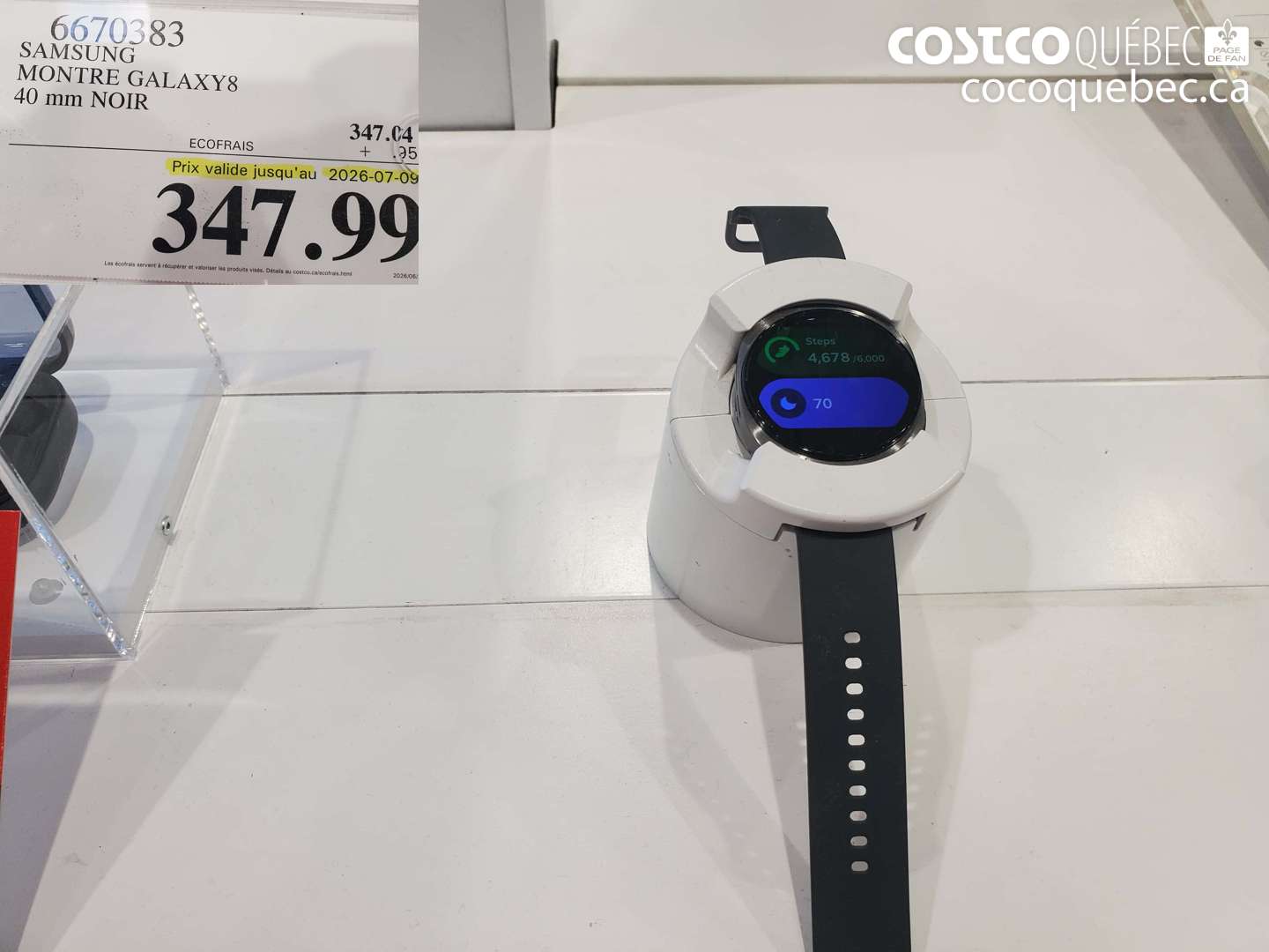 6670383 SAMSUNG MONTRE GALAXY8 40 MM NOIR (EXPIRES ON 2026-07-09) $347.99