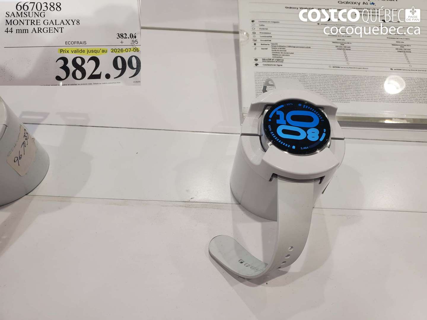 6670388 SAMSUNG MONTRE GALAXY8 44 MM ARGENT (EXPIRES ON 2026-07-08) $382.99