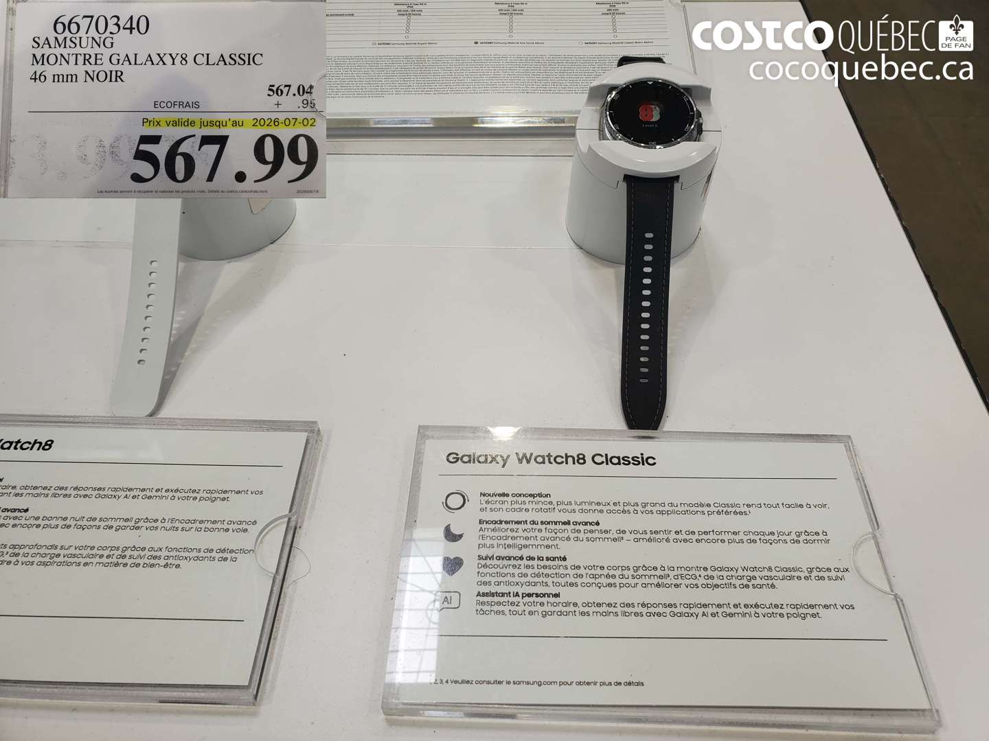 6670340 SAMSUNG MONTRE GALAXY8 CLASSIC 46 MM NOIR (EXPIRES ON 2026-07-02) $567.99
