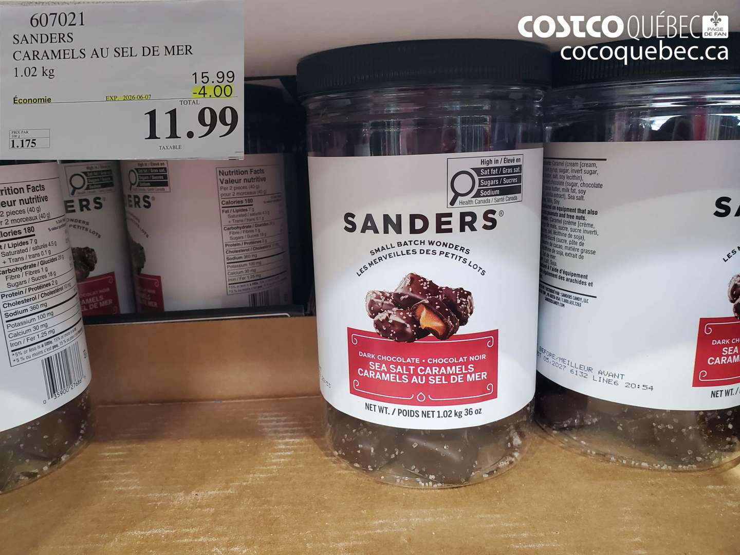 607021 SANDERS CARAMELS AU SEL DE MER 1.02 KG ($4.00 INSTANT SAVINGS EXPIRES ON 2026-06-07) $11.99