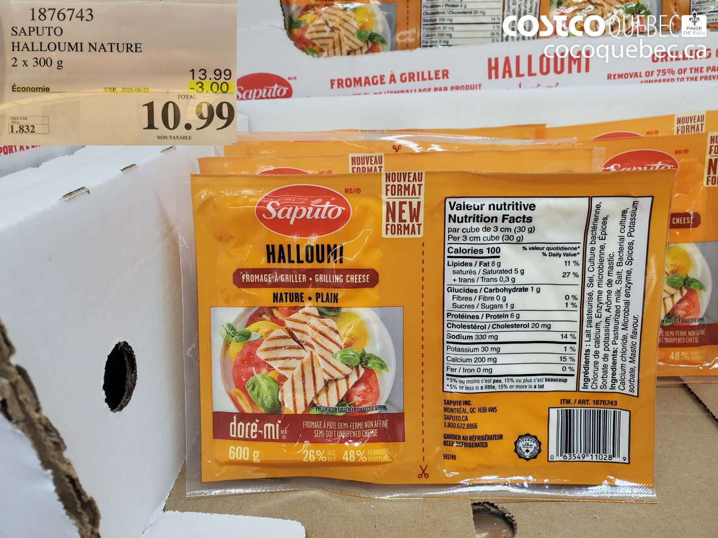 1876743 SAPUTO HALLOUMI NATURE 2 X 300 G ($3.00 INSTANT SAVINGS EXPIRES ON 2026-06-21) $10.99