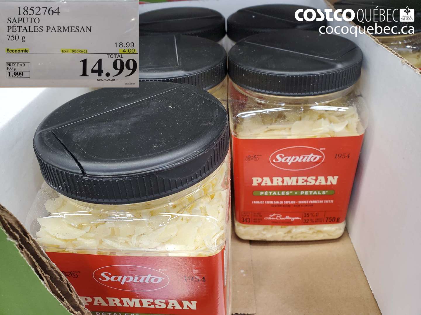 1852764 SAPUTO PÉTALES PARMESAN 750 G ($4.00 INSTANT SAVINGS EXPIRES ON 2026-06-21) $14.99
