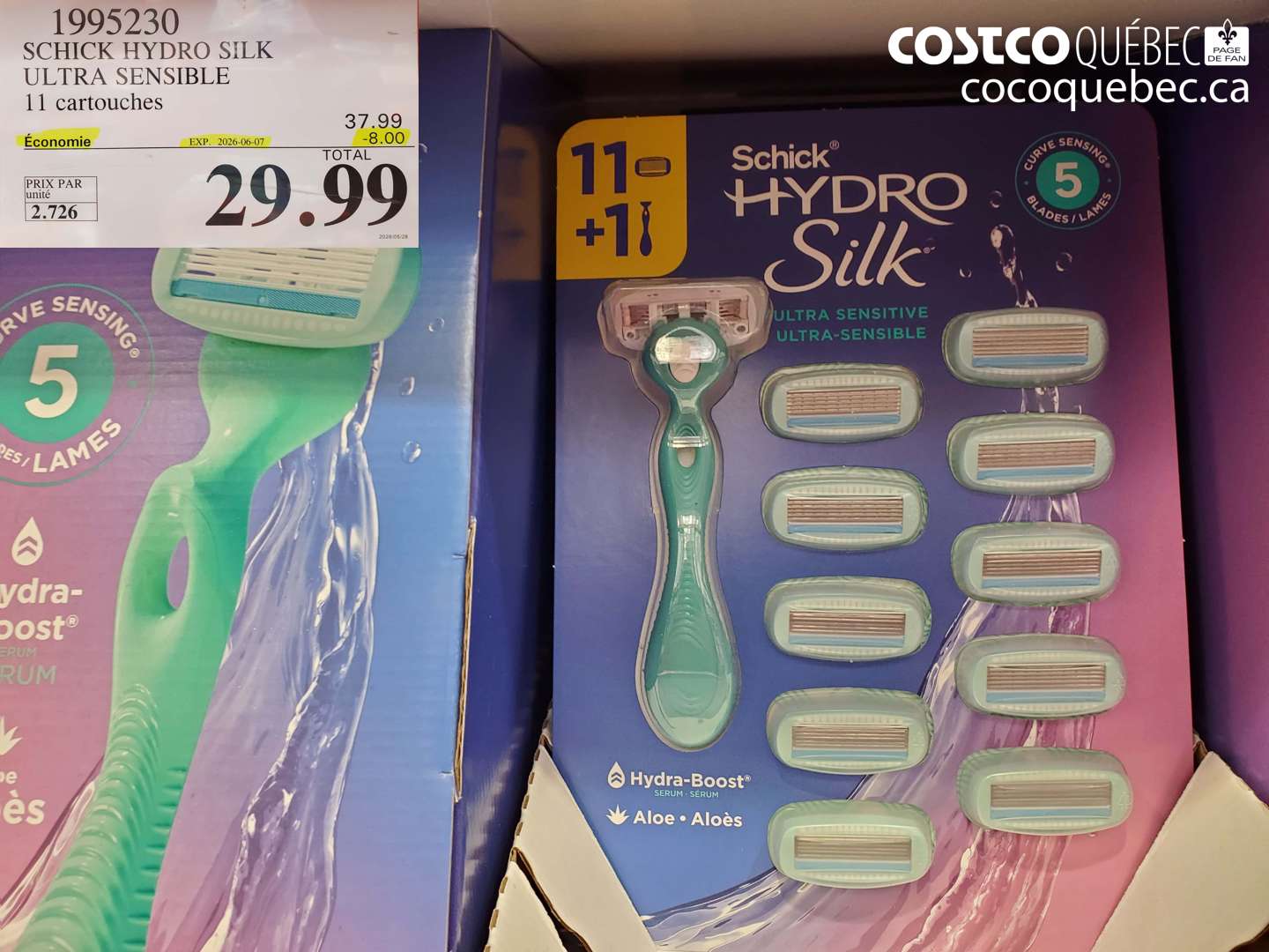 1995230 SCHICK HYDRO SILK ULTRA SENSIBLE 11 CARTOUCHES ($8.00 INSTANT SAVINGS EXPIRES ON 2026-06-07) $29.99