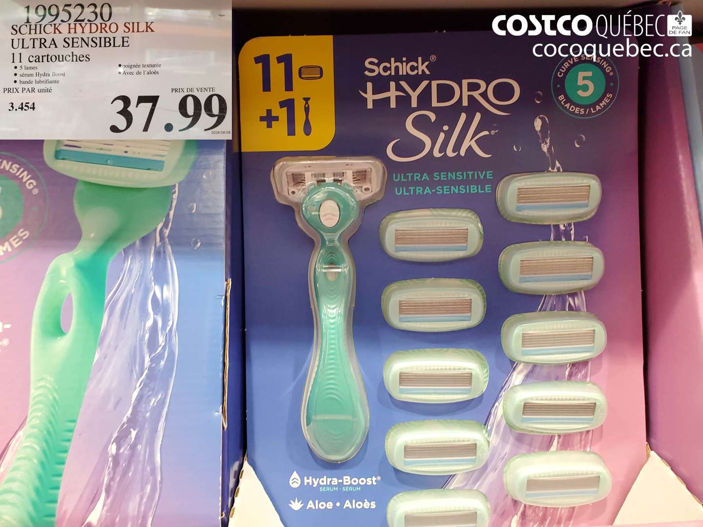 1995230 SCHICK HYDRO SILK ULTRA SENSIBLE 11 CARTOUCHES $37.99