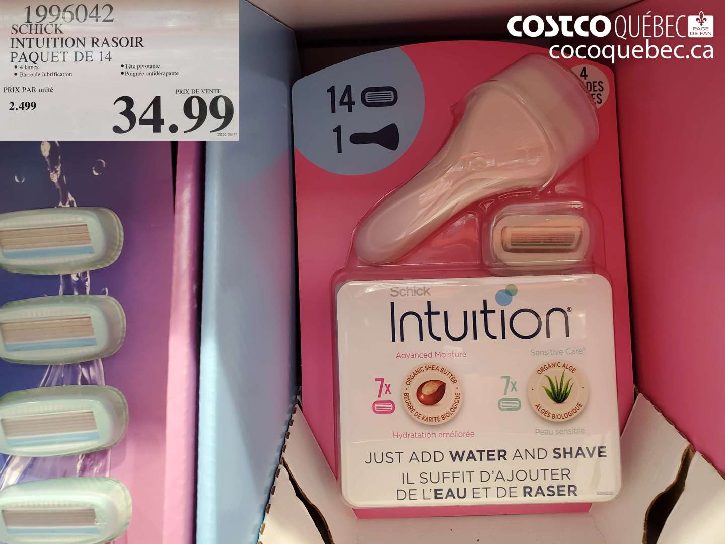 1996042 SCHICK INTUITION RASOIR PAQUET DE 14 $34.99