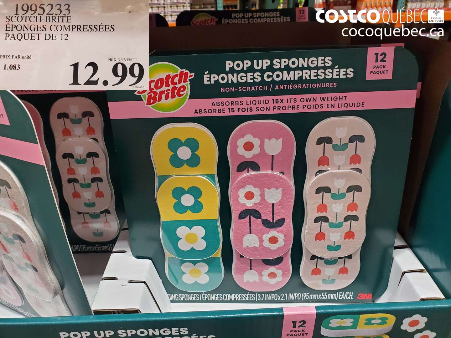 1995233 SCOTCH-BRITE ÉPONGES COMPRESSÉES PAQUET DE 12 $12.99