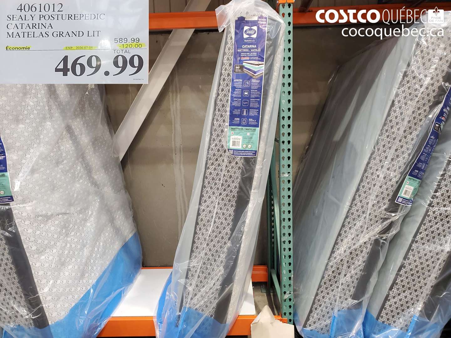 4061012 SEALY POSTUREPEDIC CATARINA MATELAS GRAND LIT ($120.00 INSTANT SAVINGS EXPIRES ON 2026-07-05) $469.99