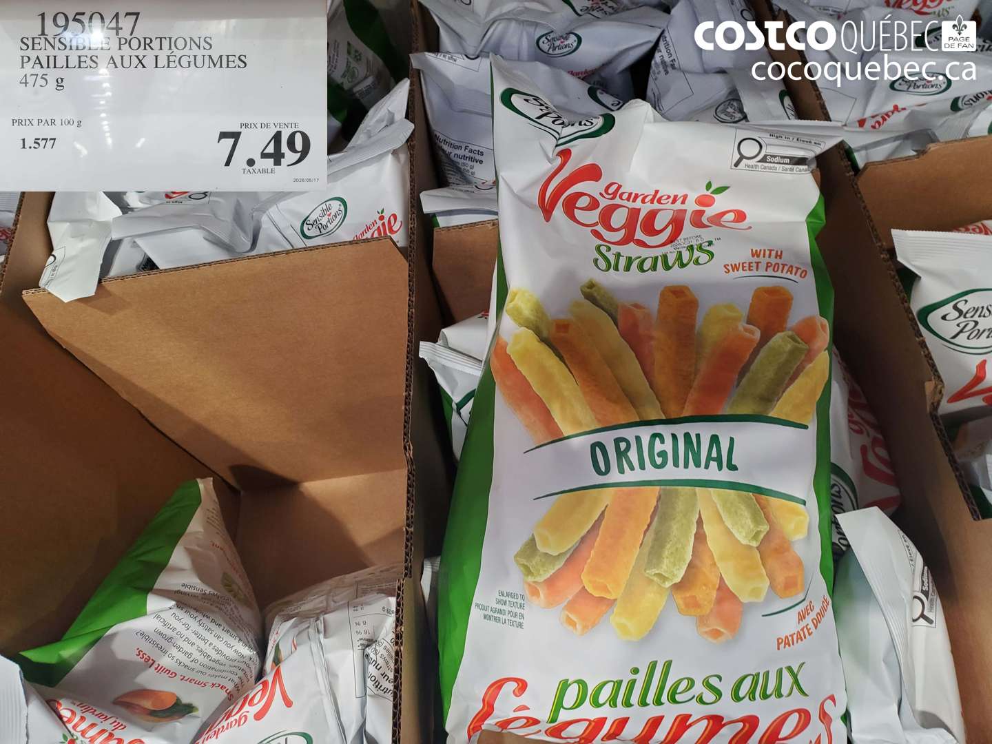 195047 SENSIBLE PORTIONS PAILLES AUX LÉGUMES 475 G $7.49