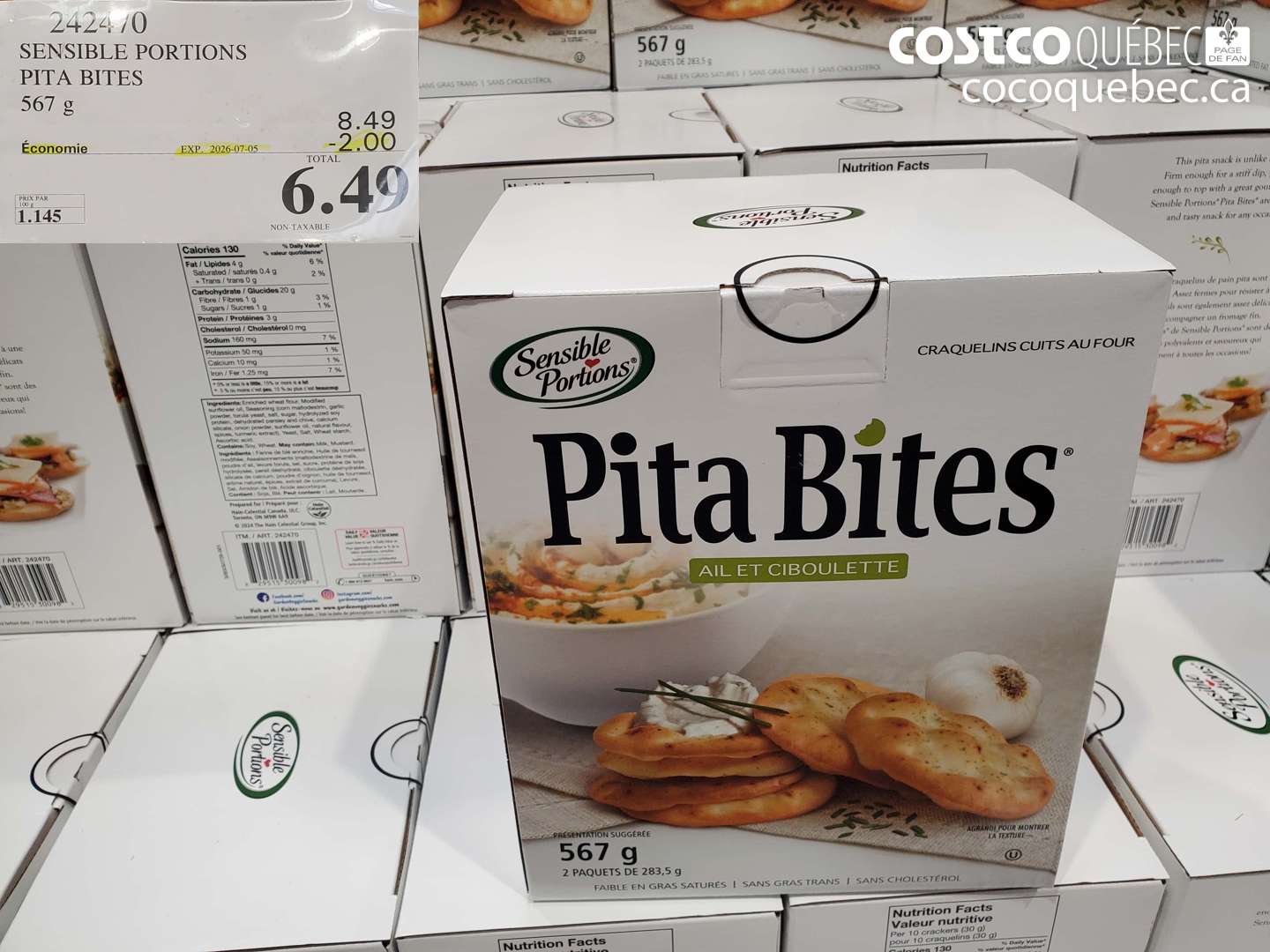 242470 SENSIBLE PORTIONS PITA BITES 567 G ($2.00 INSTANT SAVINGS EXPIRES ON 2026-07-05) $6.49