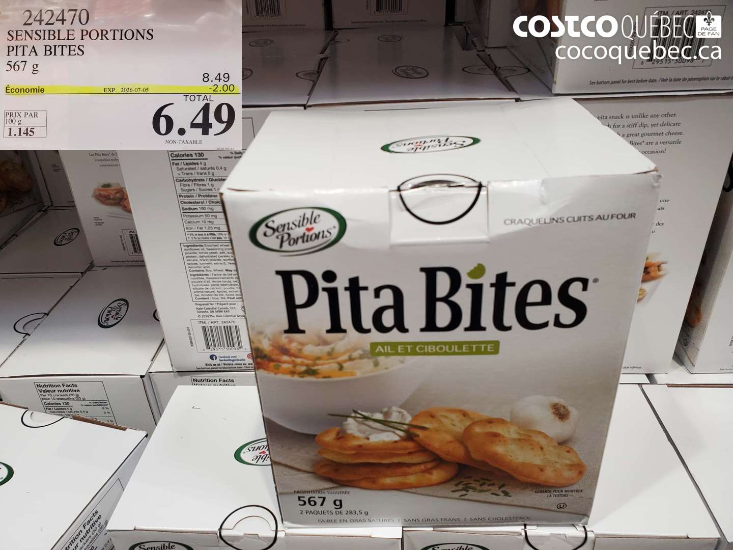 242470 SENSIBLE PORTIONS PITA BITES 567 G ($2.00 INSTANT SAVINGS EXPIRES ON 2026-07-05) $6.49