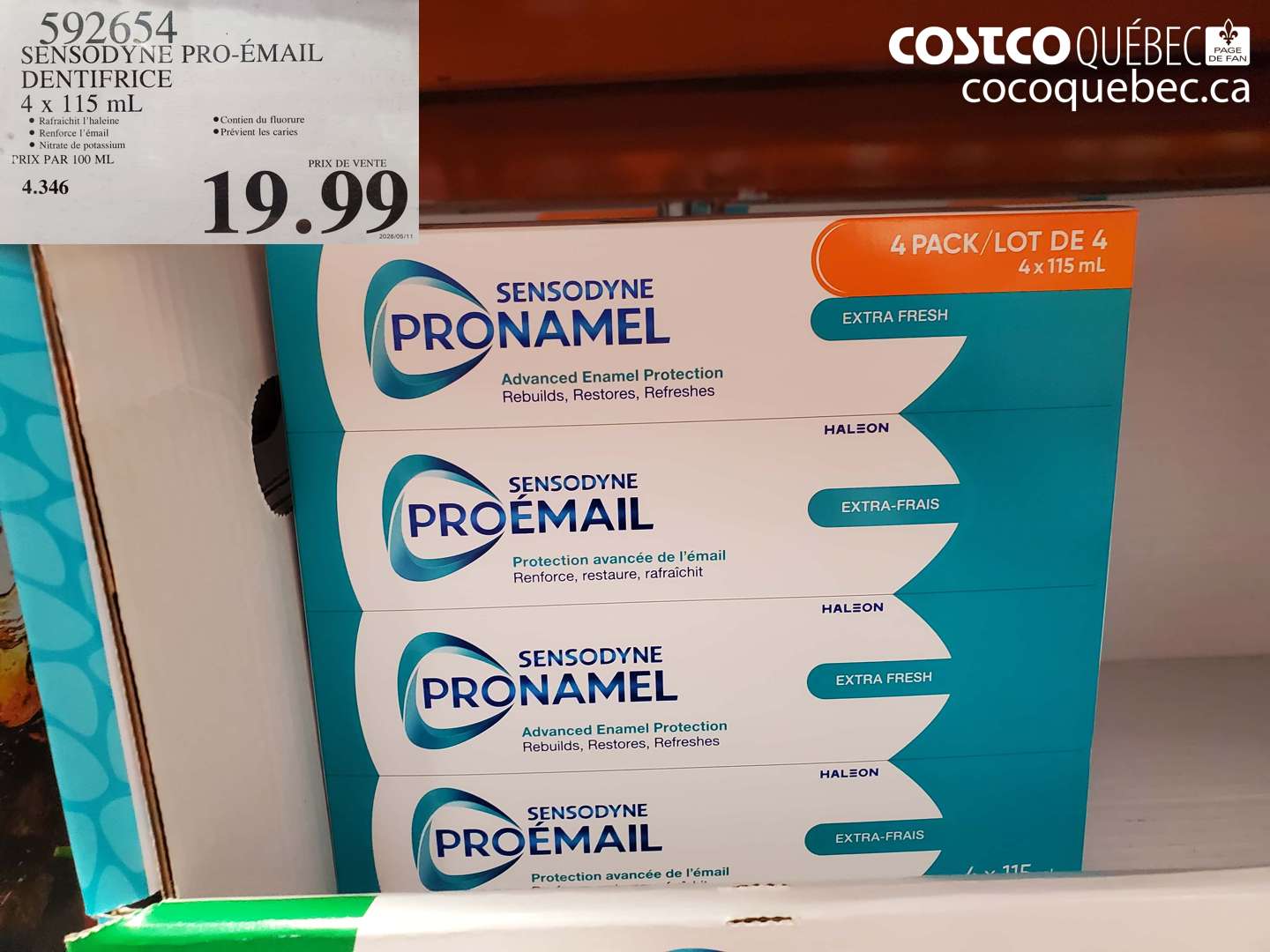 592654 SENSODYNE PRO-EMAIL DENTIFRICE 4 X 115 ML $19.99