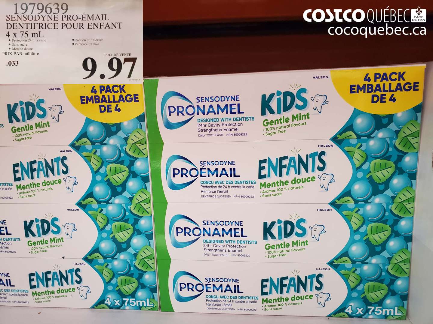 1979639 SENSODYNE PRO-ÉMAIL DENTIFRICE POUR ENFANT 4 X 75 ML $9.97