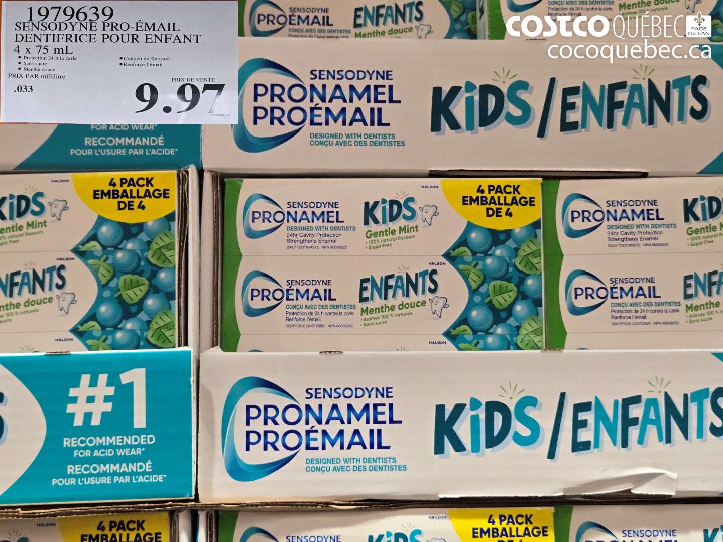 1979639 SENSODYNE PRO-ÉMAIL DENTIFRICE POUR ENFANT 4 X 75 ML $9.97