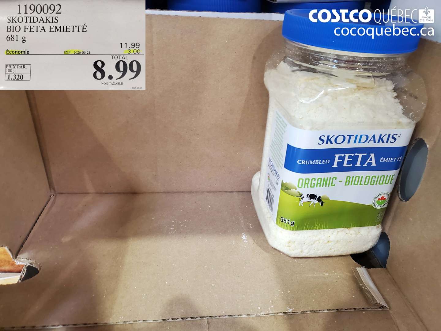 1190092 SKOTIDAKIS BIO FETA EMIETTÉ 681 g ($3.00 INSTANT SAVINGS EXPIRES ON 2026-06-21) $8.99