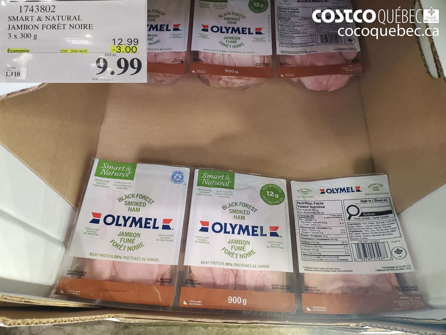 1743802 SMART & NATURAL JAMBON FORÊT NOIRE 3 X 300 G ($3.00 INSTANT SAVINGS EXPIRES ON 2026-06-07) $9.99