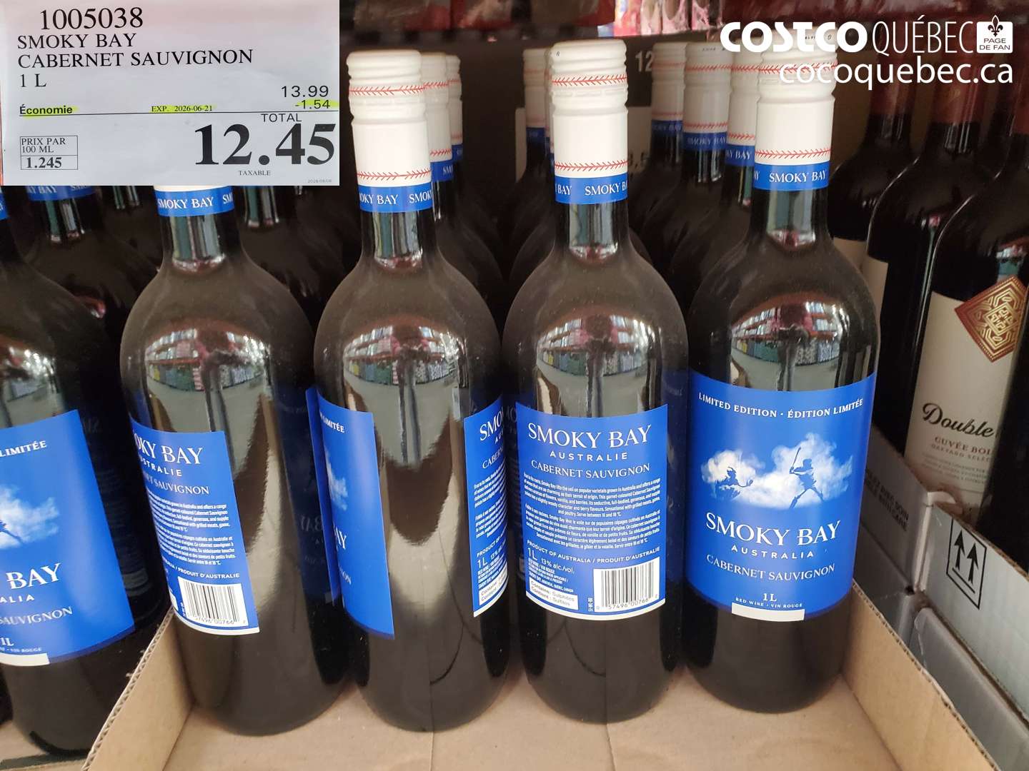 1005038 SMOKY BAY CABERNET SAUVIGNON 1 L ($1.54 INSTANT SAVINGS EXPIRES ON 2026-06-21) $12.45
