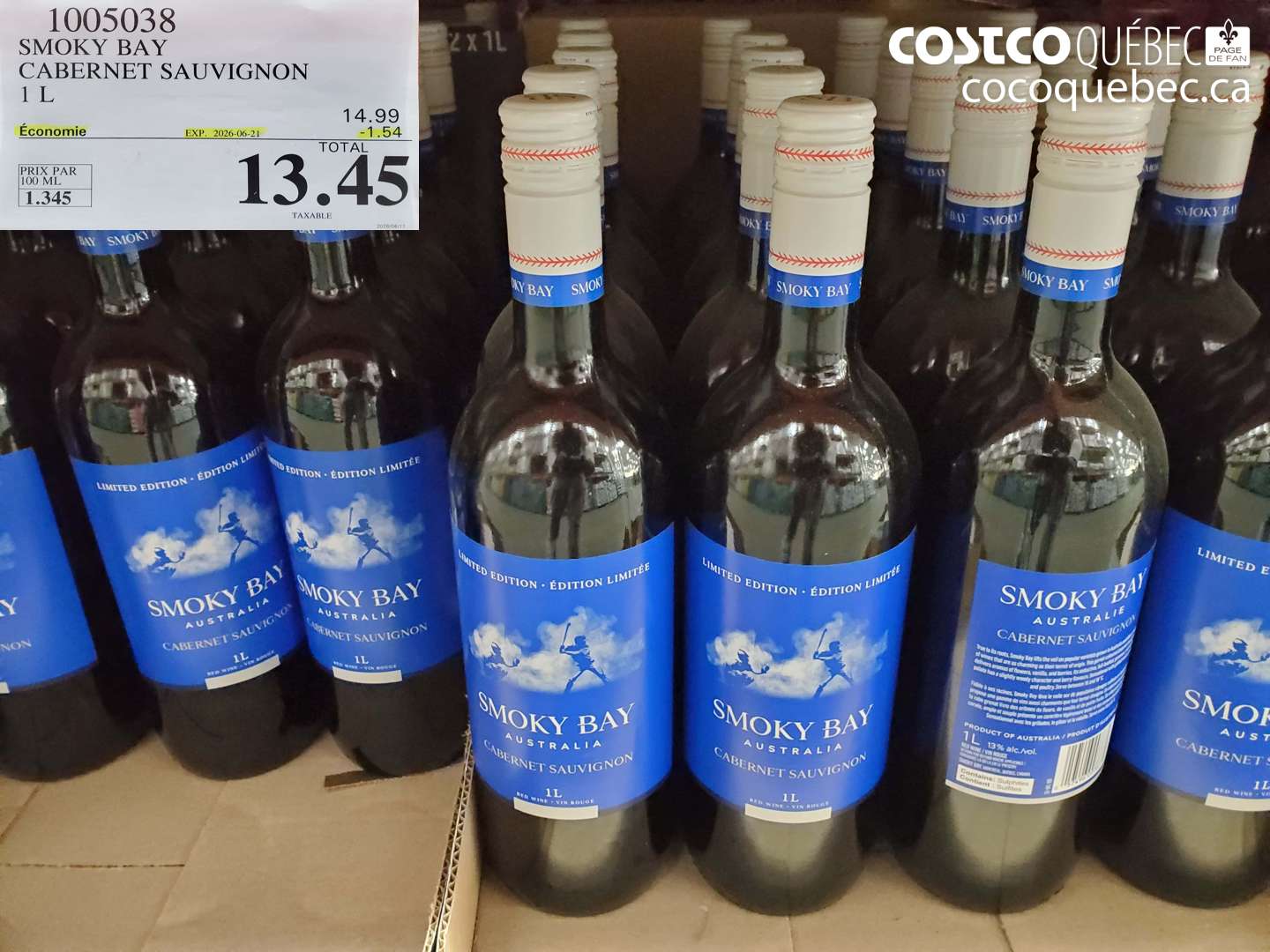 1005038 SMOKY BAY CABERNET SAUVIGNON 1 L ($1.54 INSTANT SAVINGS EXPIRES ON 2026-06-21) $13.45
