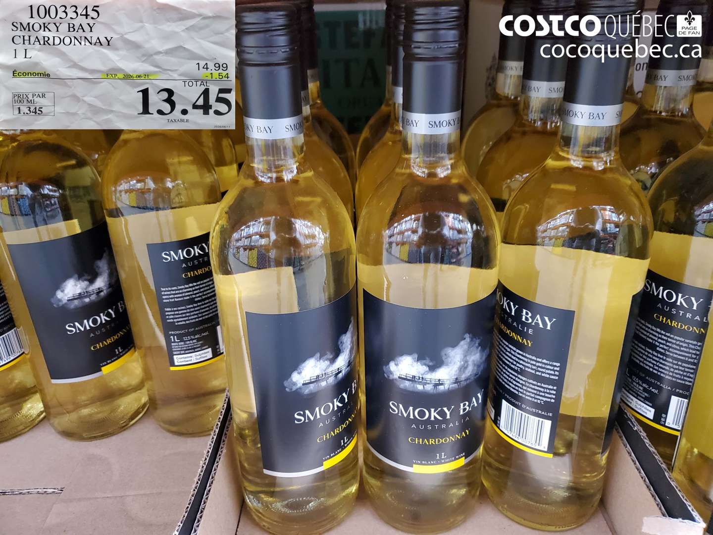 1003345 SMOKY BAY CHARDONNAY 1 L ($1.54 INSTANT SAVINGS EXPIRES ON 2026-06-21) $13.45