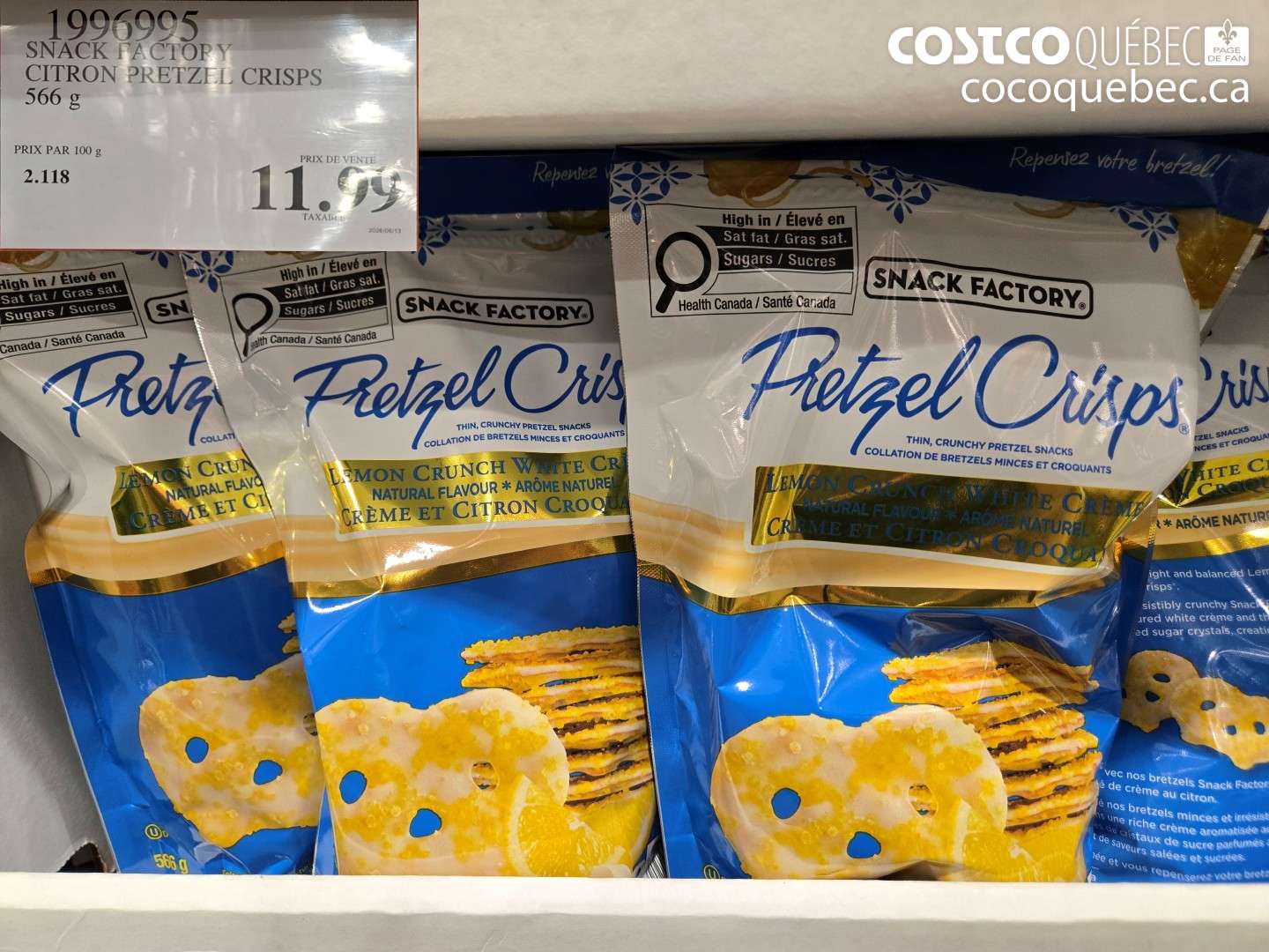 1996995 SNACK FACTORY CITRON PRETZEL CRISPS $11.99