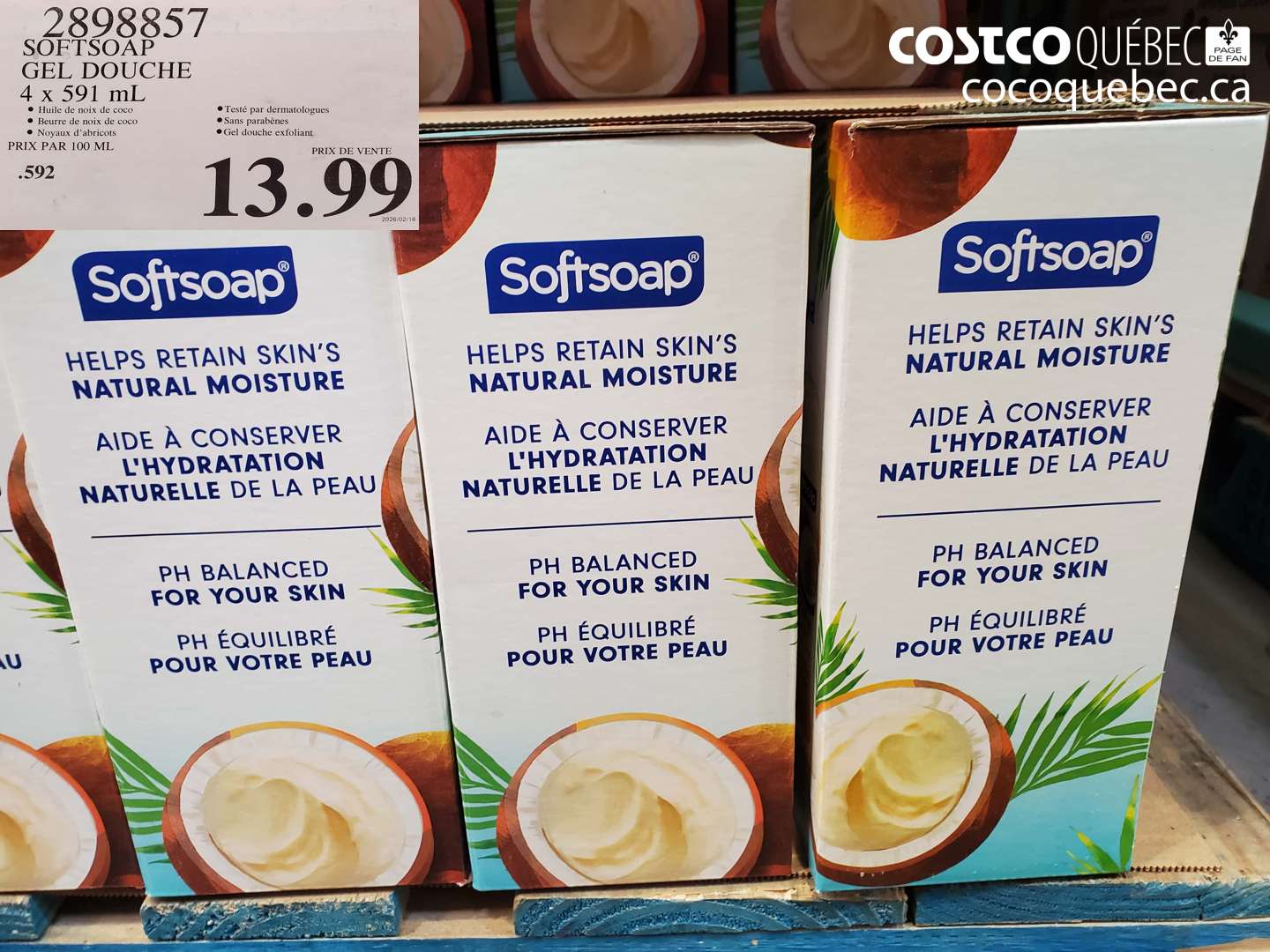 2898857 SOFTSOAP GEL DOUCHE 4 X 591 ML $13.99