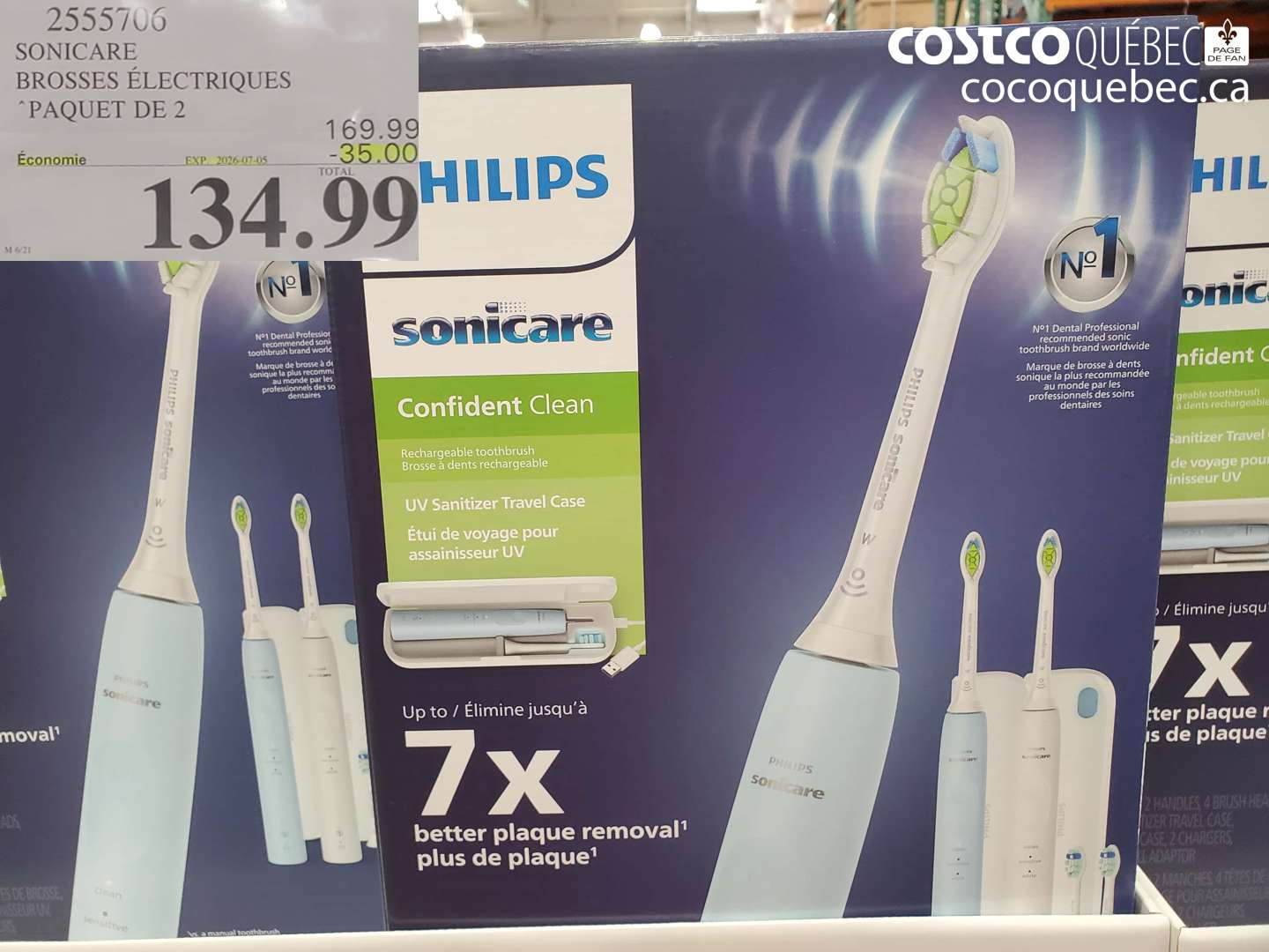 2555706 SONICARE BROSSES ÉLECTRIQUES PAQUET DE 2 ($35.00 INSTANT SAVINGS EXPIRES ON 2026-07-05) $134.99