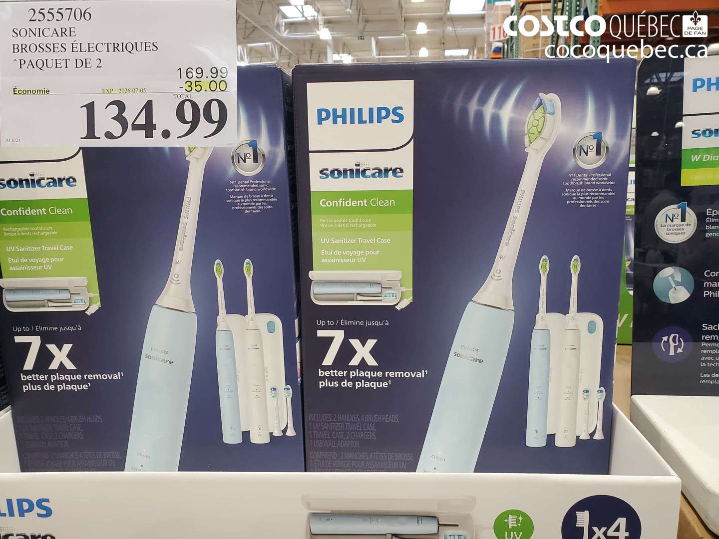 2555706 SONICARE BROSSES ÉLECTRIQUES PAQUET DE 2 ($35.00 INSTANT SAVINGS EXPIRES ON 2026-07-05) $134.99