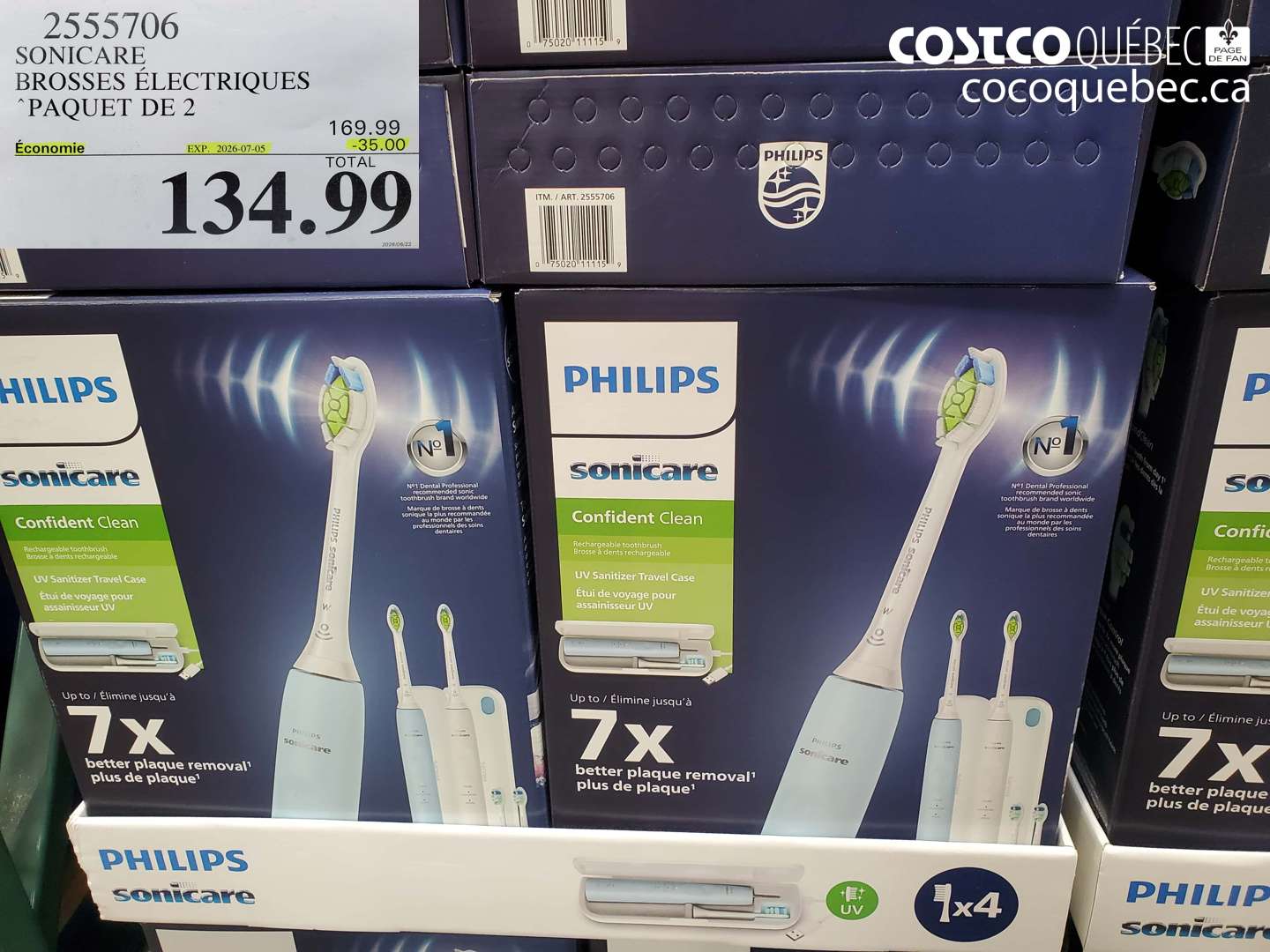 2555706 SONICARE BROSSES ÉLECTRIQUES PAQUET DE 2 ($35.00 INSTANT SAVINGS EXPIRES ON 2026-07-05) $134.99