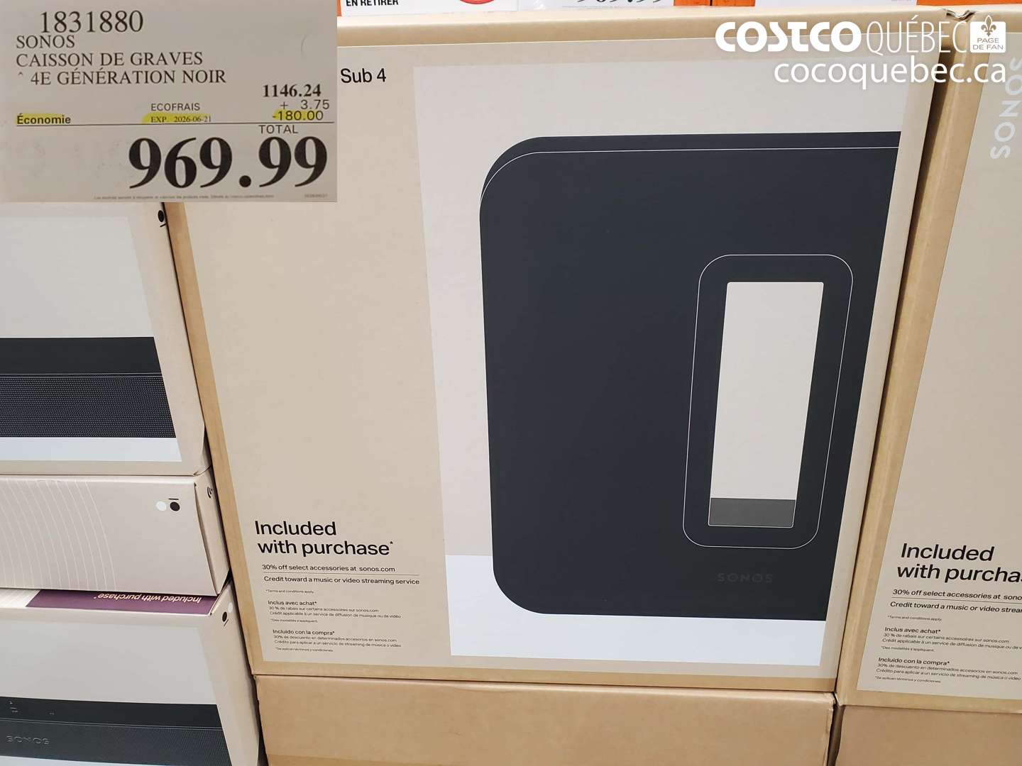 1831880 SONOS CAISSON DE GRAVES ($180.00 INSTANT SAVINGS EXPIRES ON 2026-06-21) $969.99