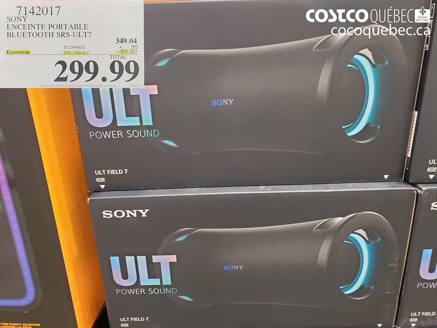 7142017 SONY ENCEINTE PORTABLE BLUETOOTH SRS-ULT7 ($50.00 INSTANT SAVINGS EXPIRES ON 2026-06-21) $299.99