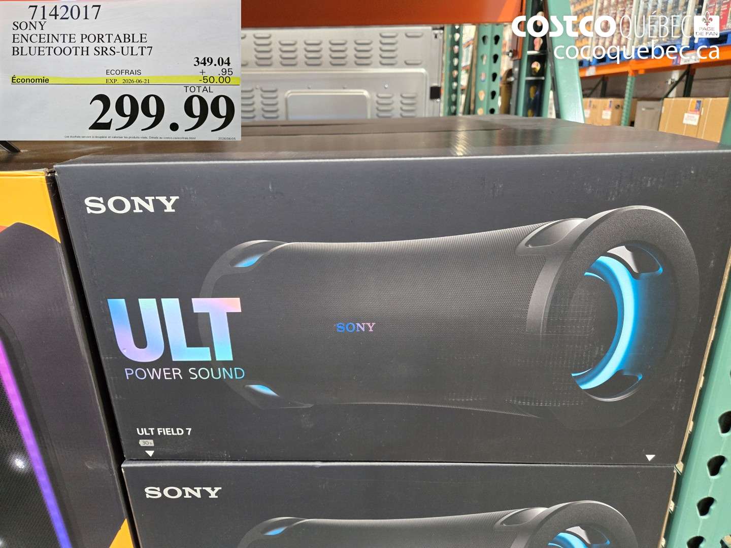 7142017 SONY ENCEINTE PORTABLE BLUETOOTH SRS-ULT7 ($50.00 INSTANT SAVINGS EXPIRES ON 2026-06-21) $299.99