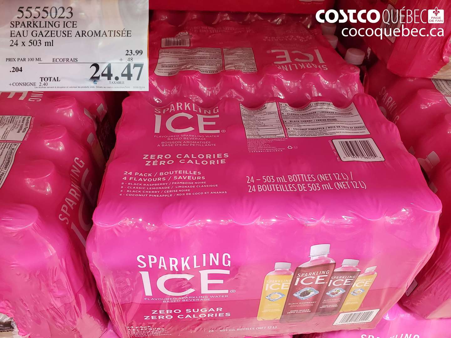 5555023 SPARKLING ICE EAU GAZEUSE AROMATISÉE 24 X 503 ML $24.47