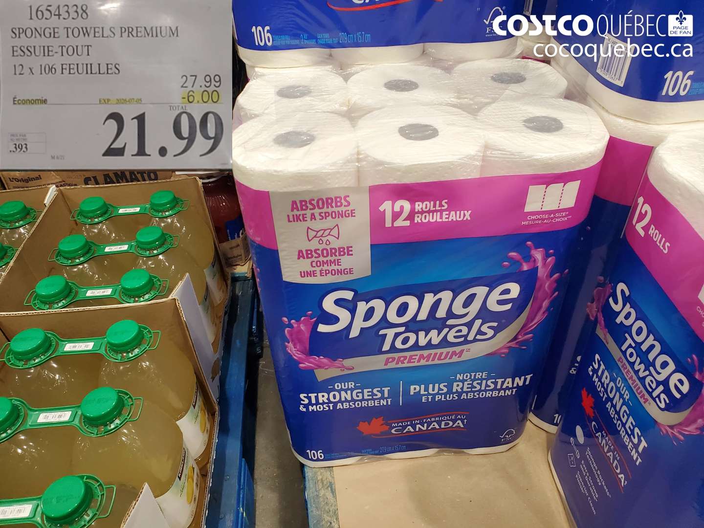 1654338 SPONGE TOWELS PREMIUM ESSUIE-TOUT 12 X 106 FEUILLES ($6.00 INSTANT SAVINGS EXPIRES ON 2025-08-02) $21.99